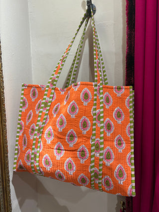 Fabric Tote Bag Printed Pattern Orange