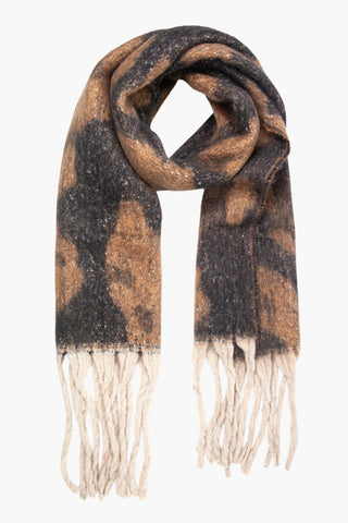 Neutral Large Leopard Print Heavyweight Scarf