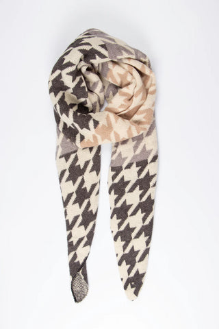 Jana Heavyweight Scarf - Dark Grey, Houndstooth