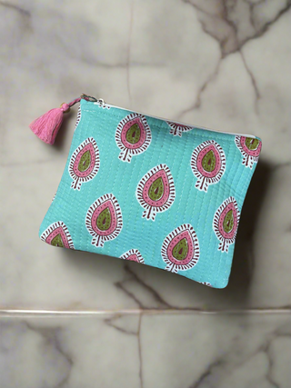 Small fabric Clutch Bag Printed Mint