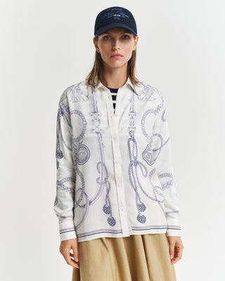 Relaxed Sailing Print Shirt Cream