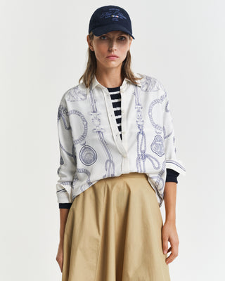 Relaxed Sailing Print Shirt Cream