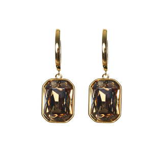 Crown Crystal Drop Earrings 14K Gold Plated