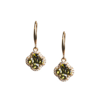 Clover Crystal Drop Earrings in Green