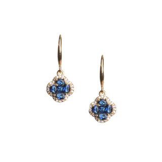 Crystal Clover Drop Earring in Navy