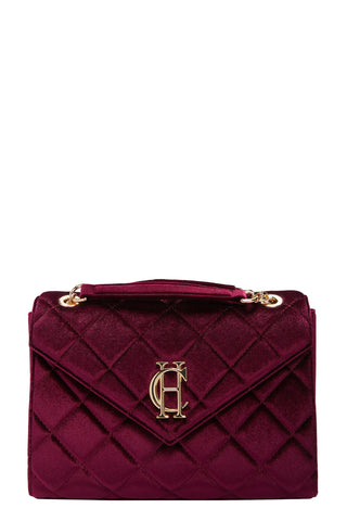 Knightsbridge Shoulder Bag in Merlot Velvet