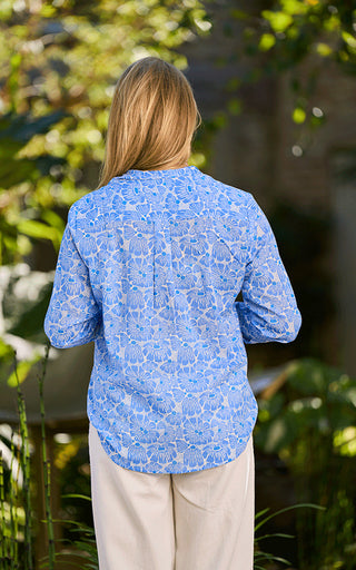 Lagos Cotton Shirt Printed Pattern Blue