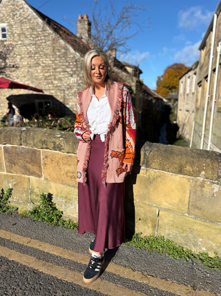 Tibetan Tiger Short Cardigan in Pink