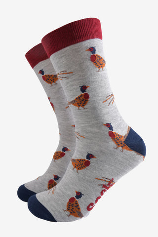 Men's Bamboo Socks - Grey/Blue, Pheasant