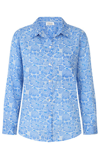 Lagos Cotton Shirt Printed Pattern Blue