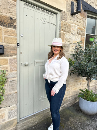 Summer Fedora Snaffle Cream/Pink