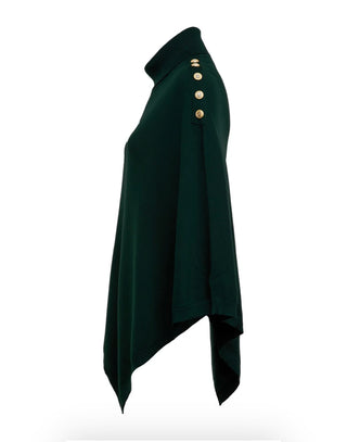 Roll Neck Cape Deep Emerald