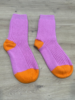 Knitted Lamaine Socks in Candy