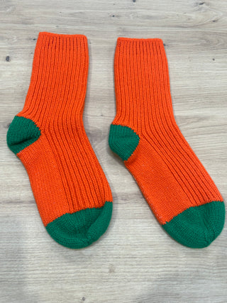 Knitted Lamaine Socks in Spice