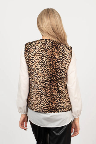 Noa Quilted Gilet - Neutral, Leopard