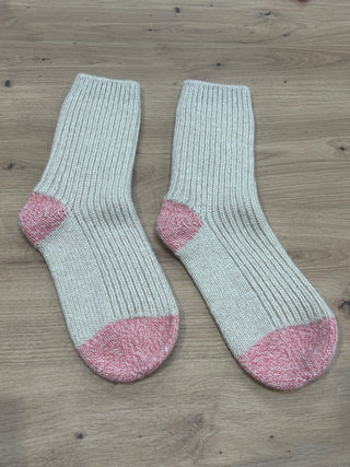 Knitted Lamaine Socks in Stone
