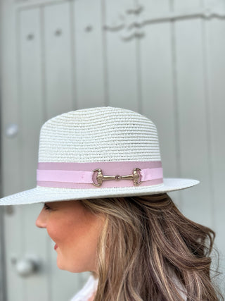 Summer Fedora Snaffle Cream/Pink