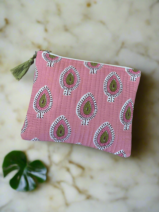 Small fabric Clutch Bag Printed Pale Pink