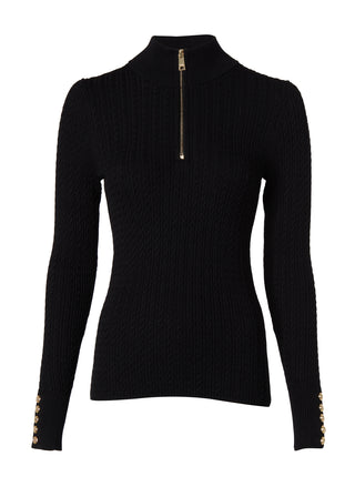 Ava Half Zip Knit in Black