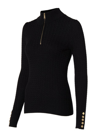 Ava Half Zip Knit in Black