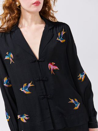 Embroidered Crepe Blouse