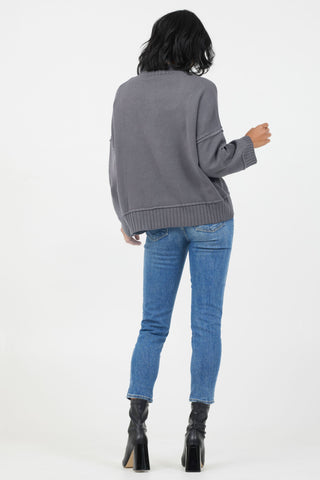 Florenza Turtle Neck Rib Detail Knit Sweater