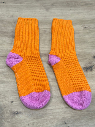 Knitted Lamaine Socks in Pumpkin