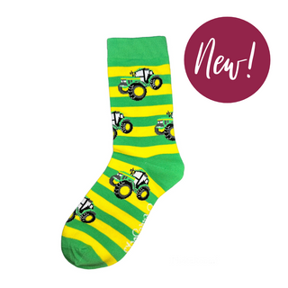 Yellow & Green Kids Tractor Socks