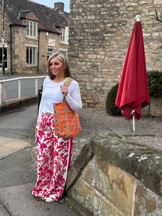 Fabric Tote Bag Printed Pattern Orange