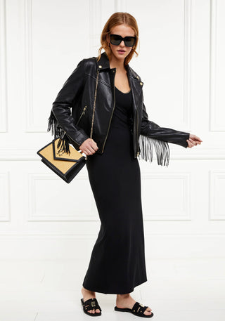 Amber V-Neck Maxi Dress in Black