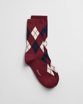 Argyle Socks in Plumped Red