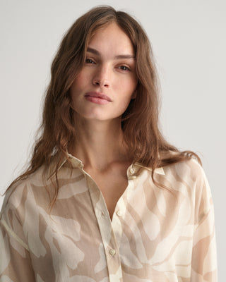 Rel Palm Print Cotton Shirt In Dry Sand