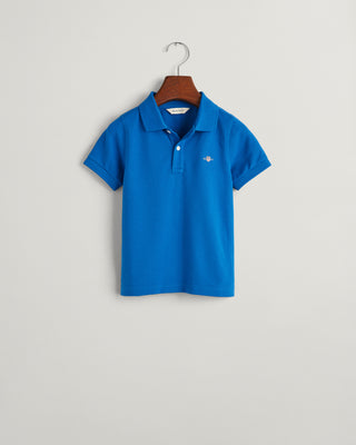 Shield Ss Pique Polo in Lapis Blue