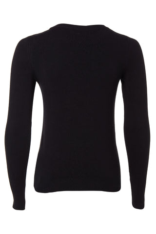 Buttoned Knit Crew Neck Black