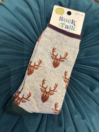 Men's Bamboo Socks - Grey/Green, Stag