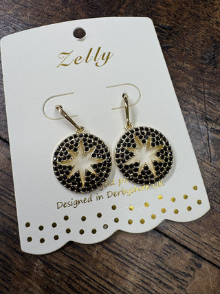 Star Burst Earrings Black