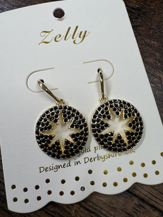 Star Burst Earrings Black