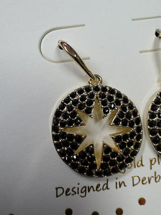 Star Burst Earrings Black