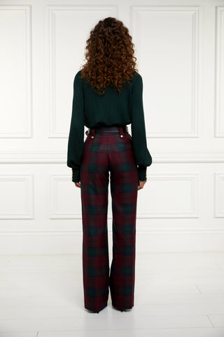 High Waisted Straight Trouser Mulberry Tartan