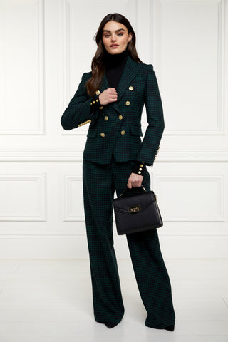 High Waisted Straight Trouser Emerald Houndstooth