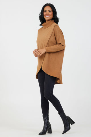 Tiana Cross Front Cowl Neck Long Knit