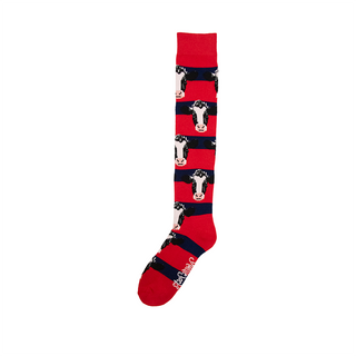 Red & Navy Cow Welly Socks