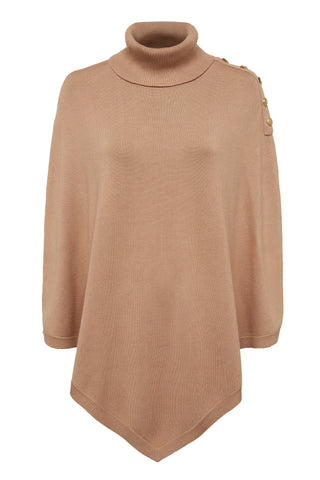 Roll Neck Cape Camel