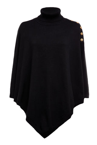 Roll Neck Cape Black