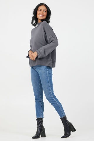 Florenza Turtle Neck Rib Detail Knit Sweater