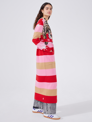 Tiger Stripe Cotton Jacquard Duster in Pink