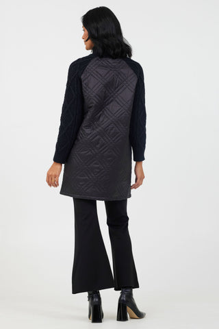 Tabitha Quilted Knitted Sleeve Long Jacket