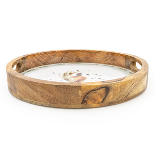 Round Mango Wood Tray Pheasant