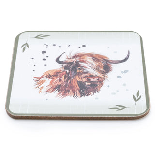 Set of 4 Coasters Highland Cow 4PK