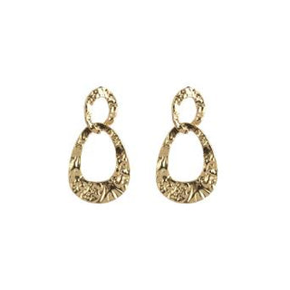 Textured linked oval earring in gold